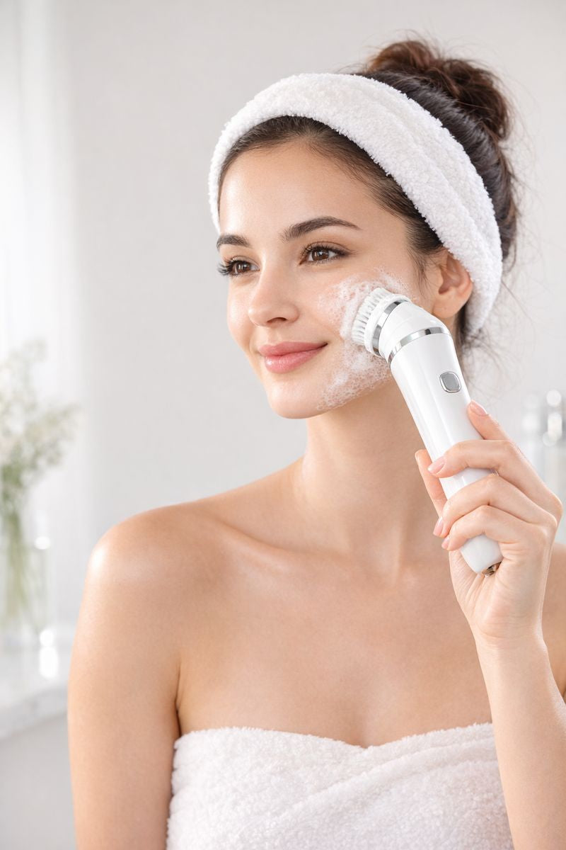 4-in-1 Rechargeable Facial Cleansing Brush (Waterproof & Silicone)