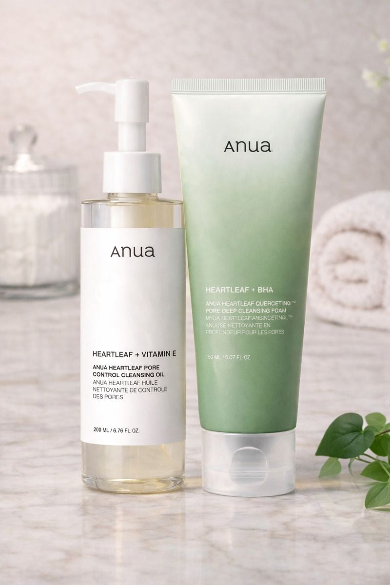 Anua Heartleaf Double Cleansing Set (Oil Cleanser + Foam Cleanser)