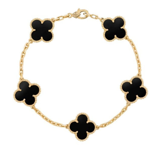 Clover Charm Bracelet - Black, Lucky Symbol